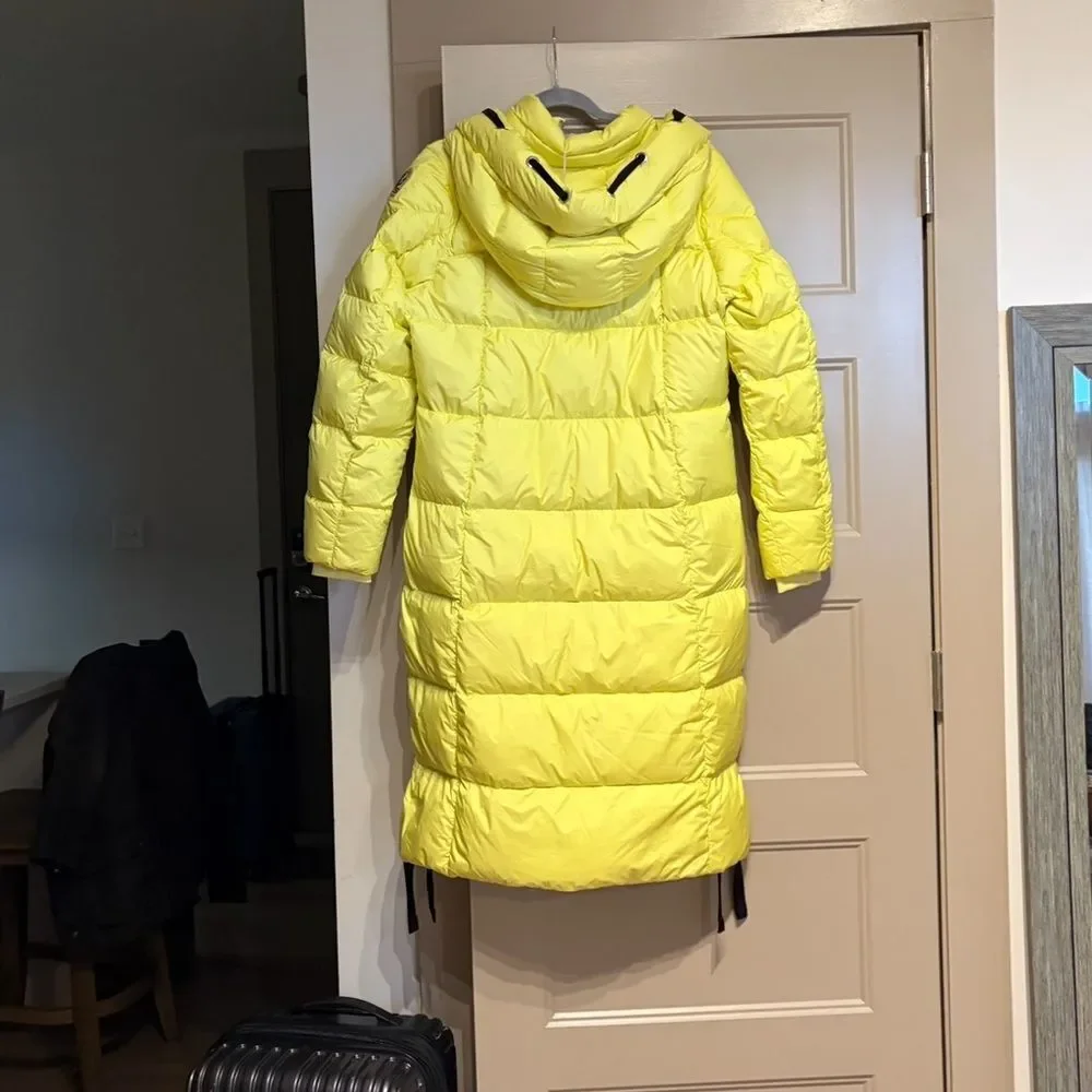 Parajumpers Panda Extra Long Down Jacket Puffer Coat Small Charlock Yellow NEW